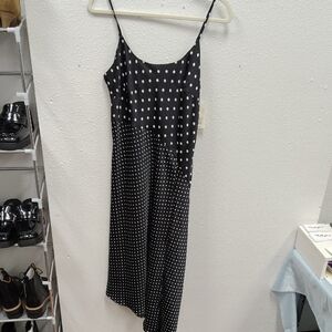 a new day Black and White Polka Dot Asymmetrical Dress